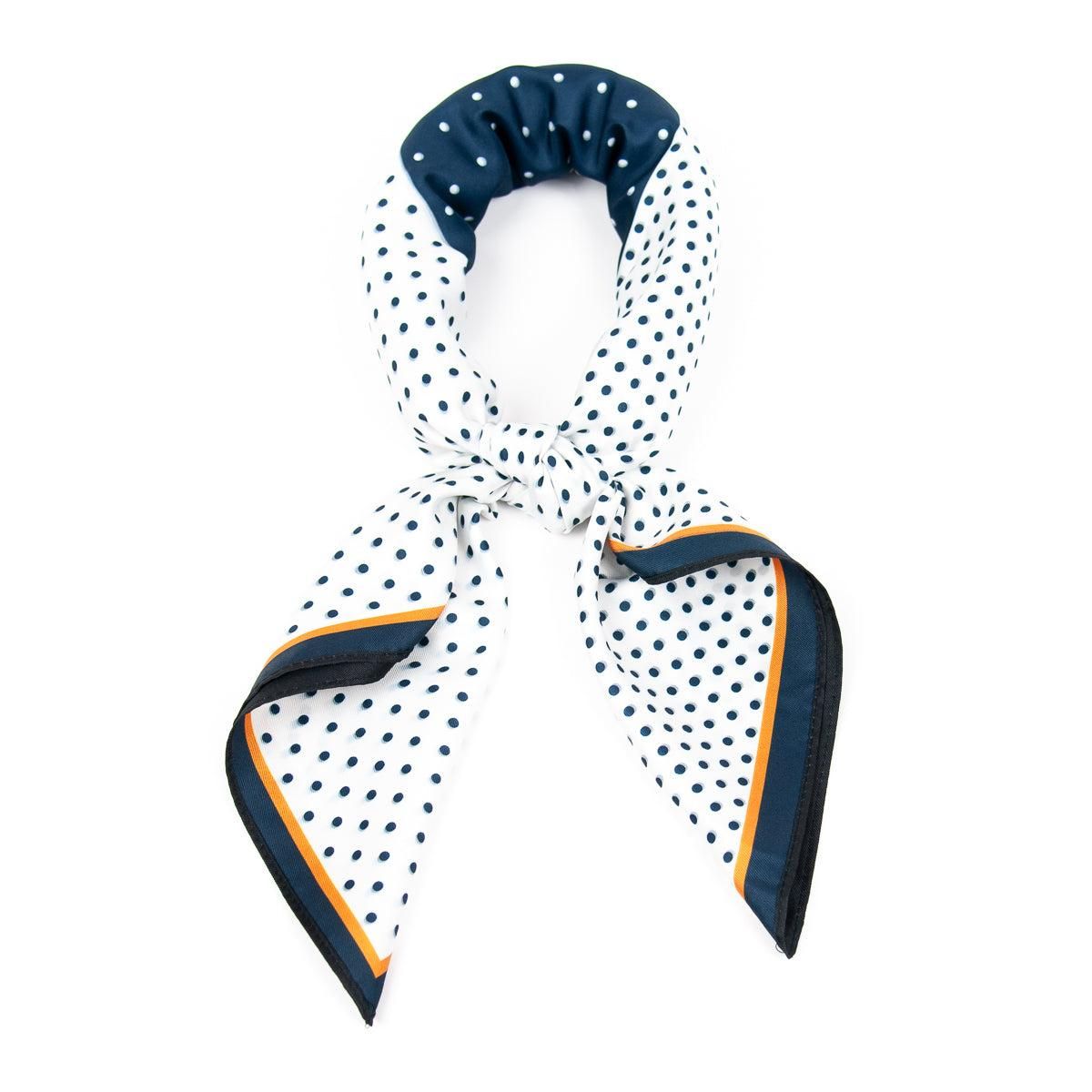 Rosenvinge lite skjerf, tosidig prikket print -marineblå/hvit/sort